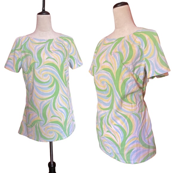 Vintage 60s 70s Homemade Psychedelic Print Tunic Top Sz M / L - Picture 5 of 12